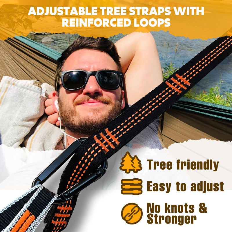 NATUREFUN Ultra-Light Travel Camping Hammock | 300kg Load Capacity,(300x200cm) Breathable,Quick-Drying Parachute Nylon | 2 x Premium Carabiners,2 x Nylon Slings Included | for Outdoor Indoor Garden - Image 3